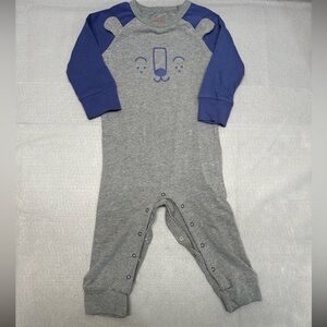 Cat and Jack Baby boy one piece long sleeve outfit 18m- blue/ gray bear design